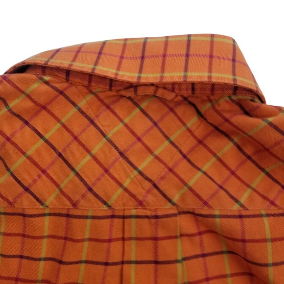 Tommy Hilfiger Button Down Long Sleeve Shirt Mens Sz L Orange Windowpane - Picture 11 of 16